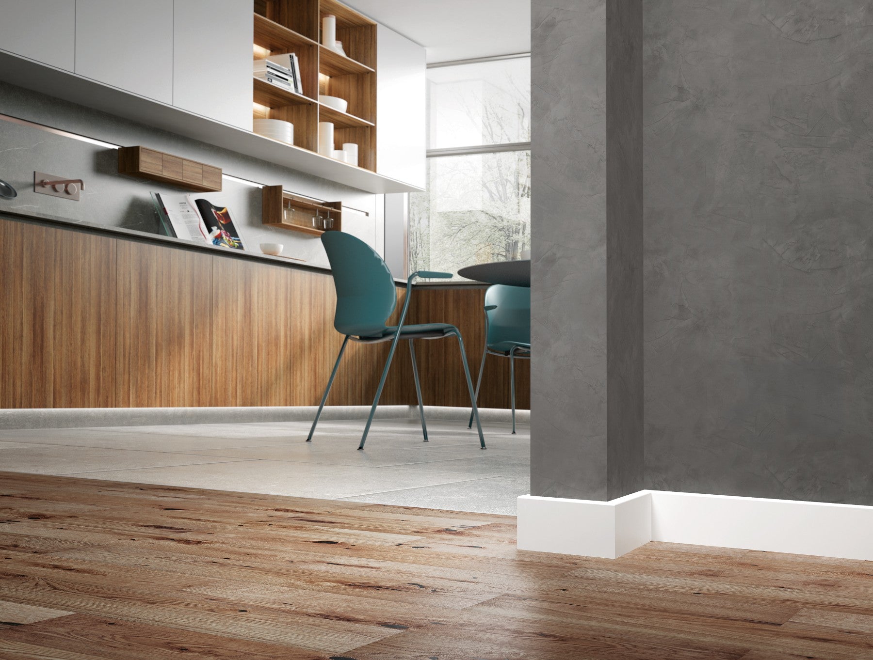 Status Line PVC skirting board 100x15mm CEZAR Black RAL9005 matt varnish 2.20m