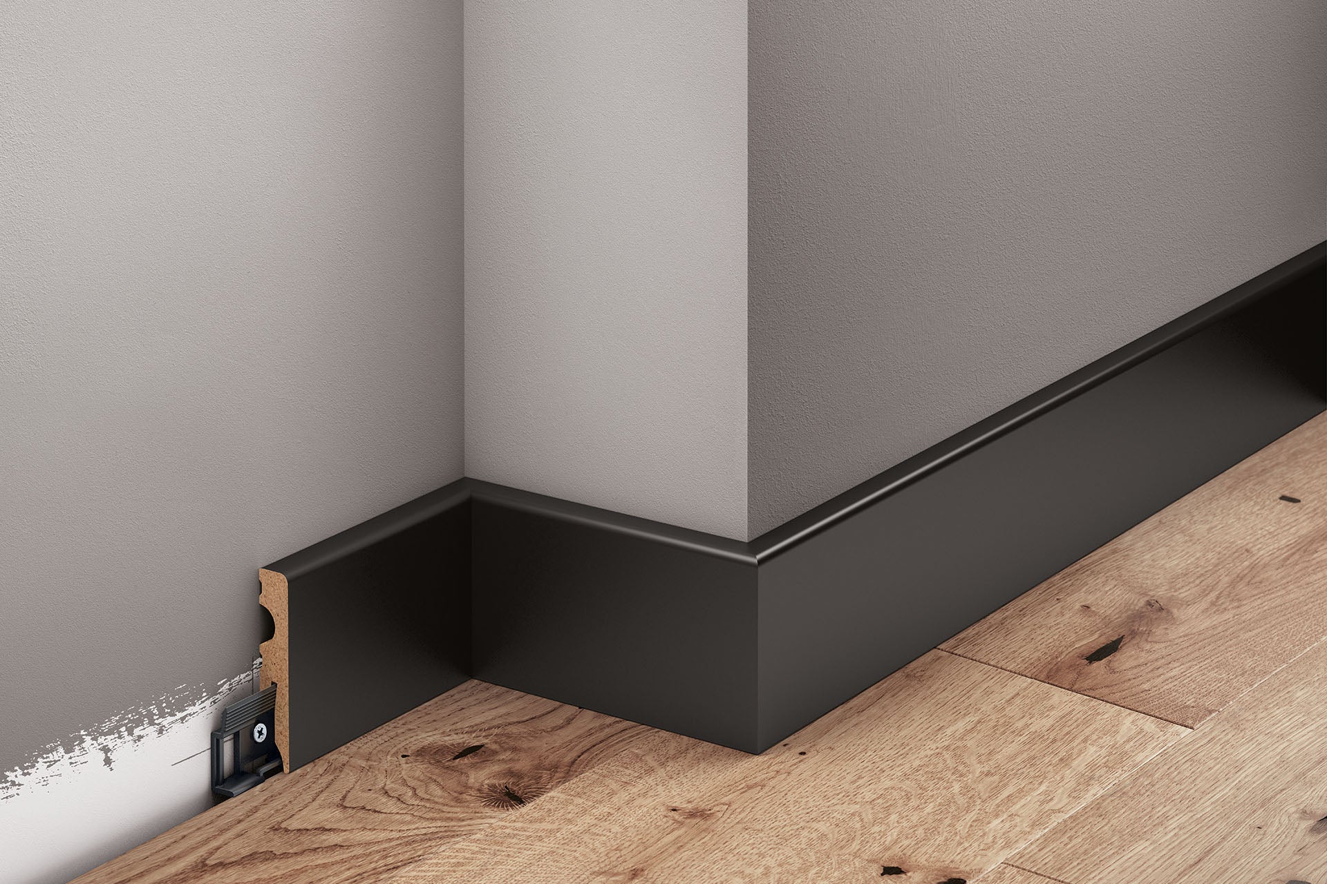 Listwa przypodłogowa kwadratowa MDF 60x11mm Cezar Czarny RAL9005 lakier półmat 2,20m