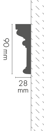 Listwa naścienna gładka LNG-01 Cezar Biały 2,40m