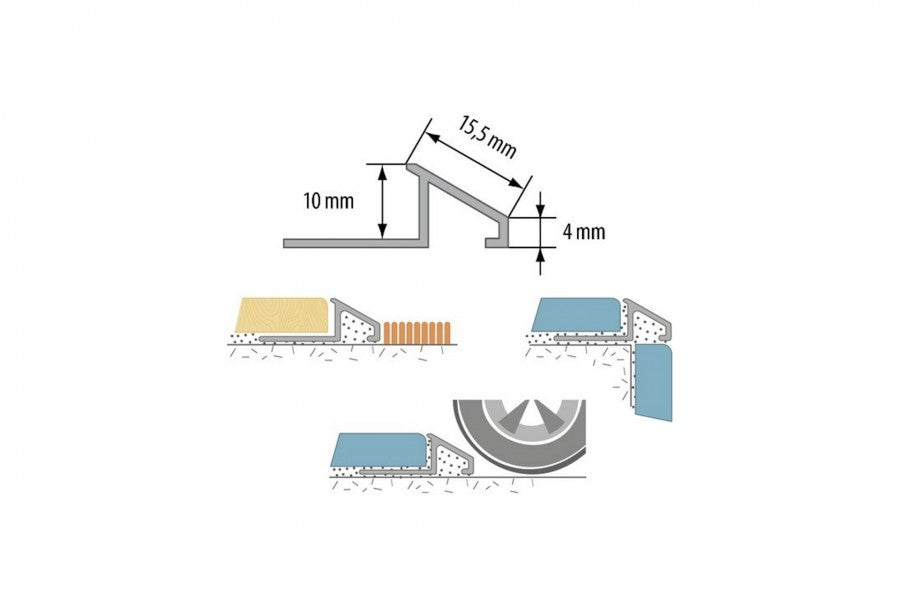 Profil do glazury mosiężny najazdowy skośny Cezar Naturalny surowy 2,50m