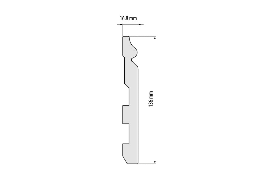 LPC-24 skirting board 136x16.8mm Cezar White RAL9003 Gloss 2.44m