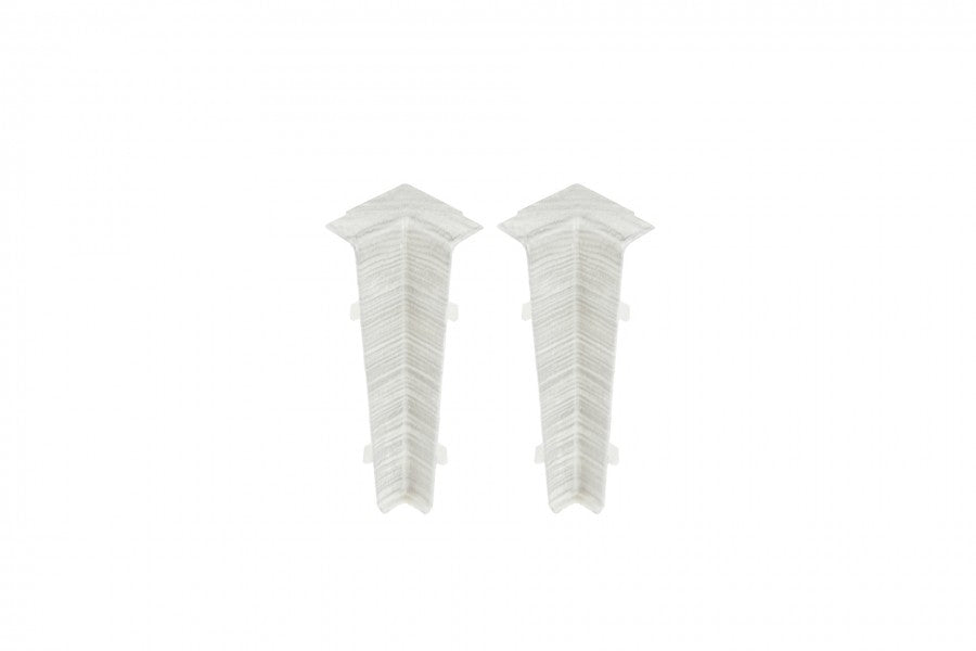 Narożnik wewnętrzny do listwy przypodłogowej Hi Line 23,4x75mm 1kpl=2szt Cezar Aluminium szczotkowane białe Mat