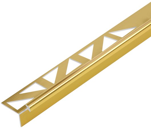 Aluminum external narrow tile profile 8 mm Cezar Golden El-Poler Gloss 2.50 m