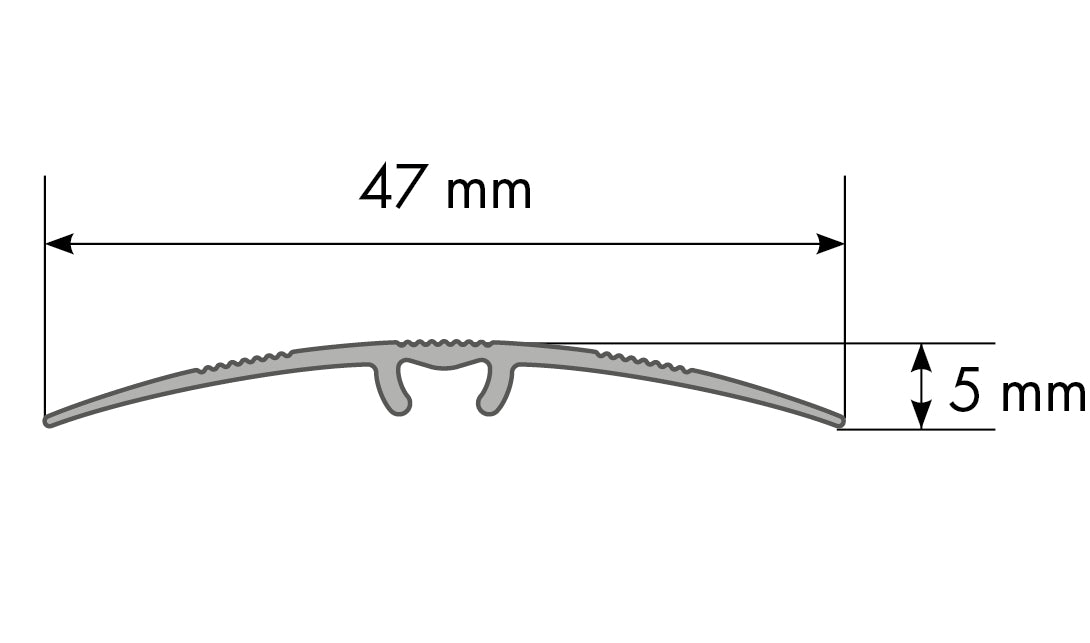 Aluminum threshold profile with groove 47mm 5in1 Cezar Silver Matt 1.86m