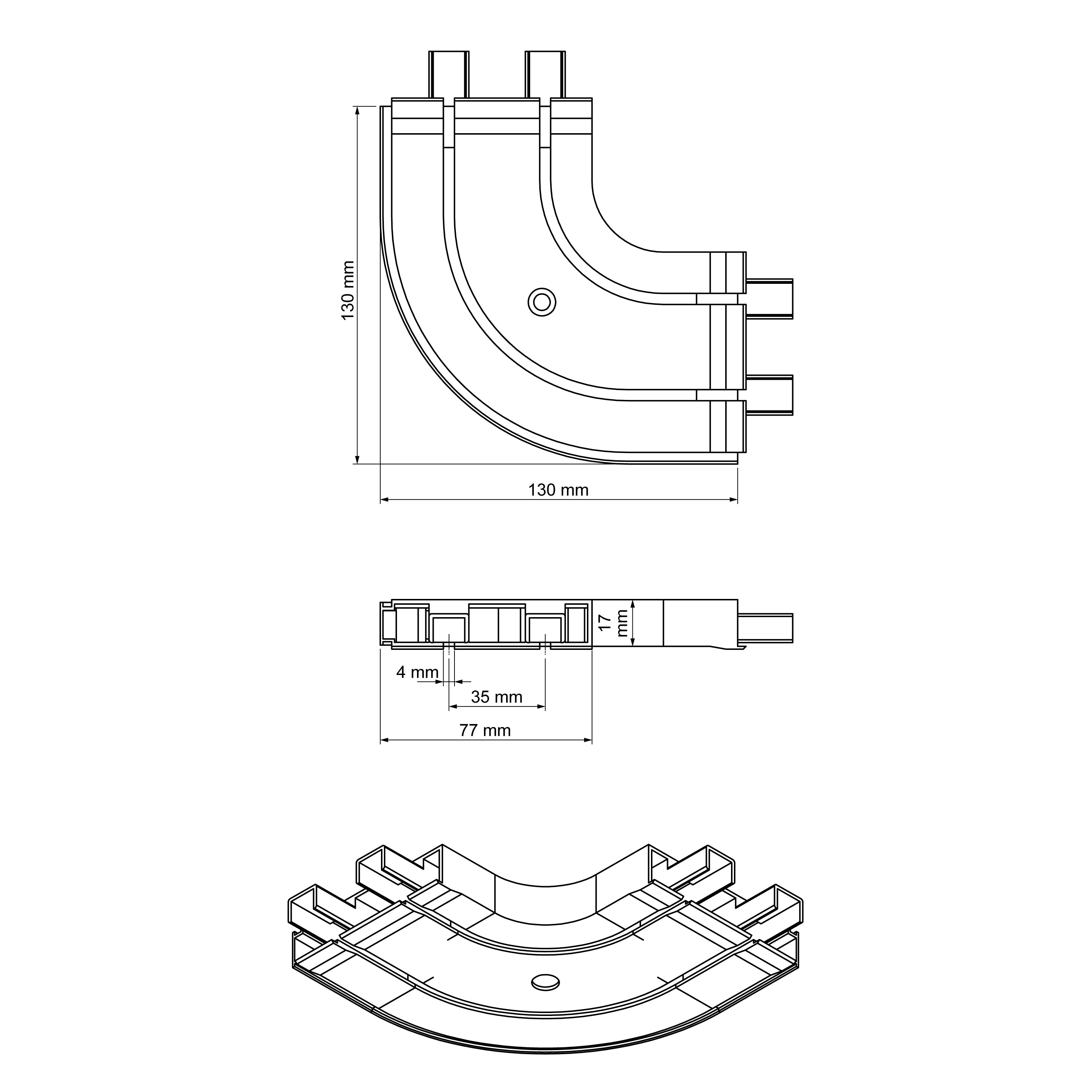 Łuk zewnętrzny PVC do szyny PROLINE2 Cezar Czarny RAL9005