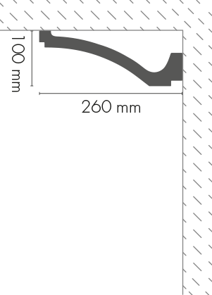 Smooth cornice strip LGG-56 glued Cezar White 2.40 m