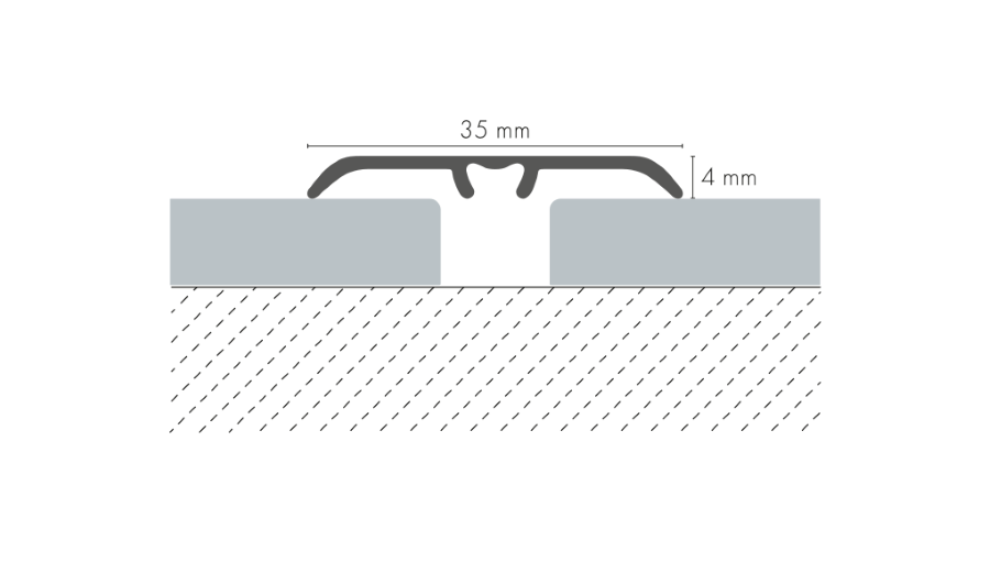 Protective strip AL push-in flat oval 35mm Black El-Poler Brushed 0.93m
