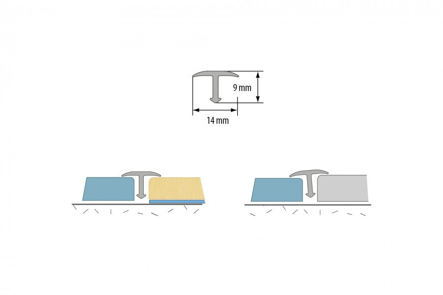 Smooth aluminum joint profile laminate 14mm 2.5m Beech