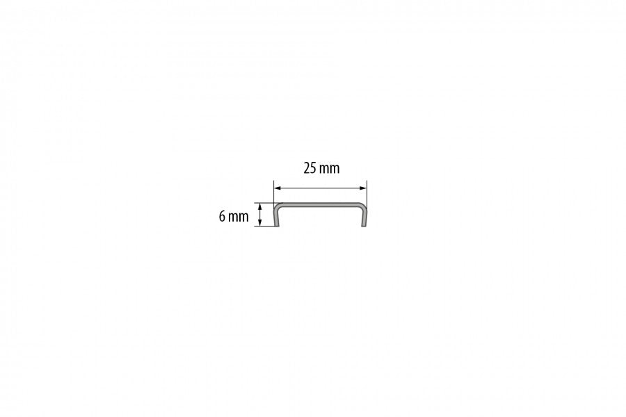 SN section U-shape 25x0.8mm L= 2.50m Brushed Stainless Steel