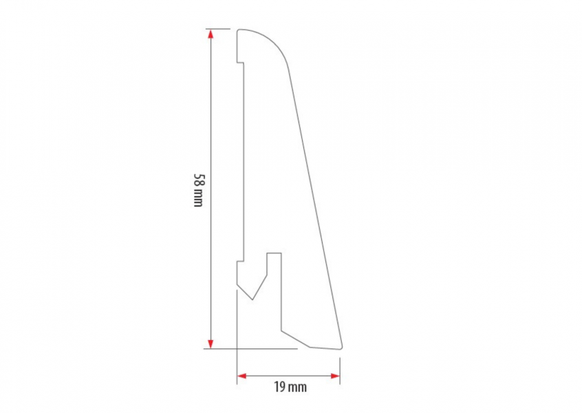 Wooden skirting board 58mm L= 2.50m Amazaque