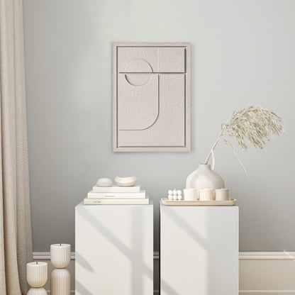 Wall Decor 350x500x18mm GEOMETRIC 2 with mounting [MMx4] MURSO Natural Cream (NC) [G] colored clay