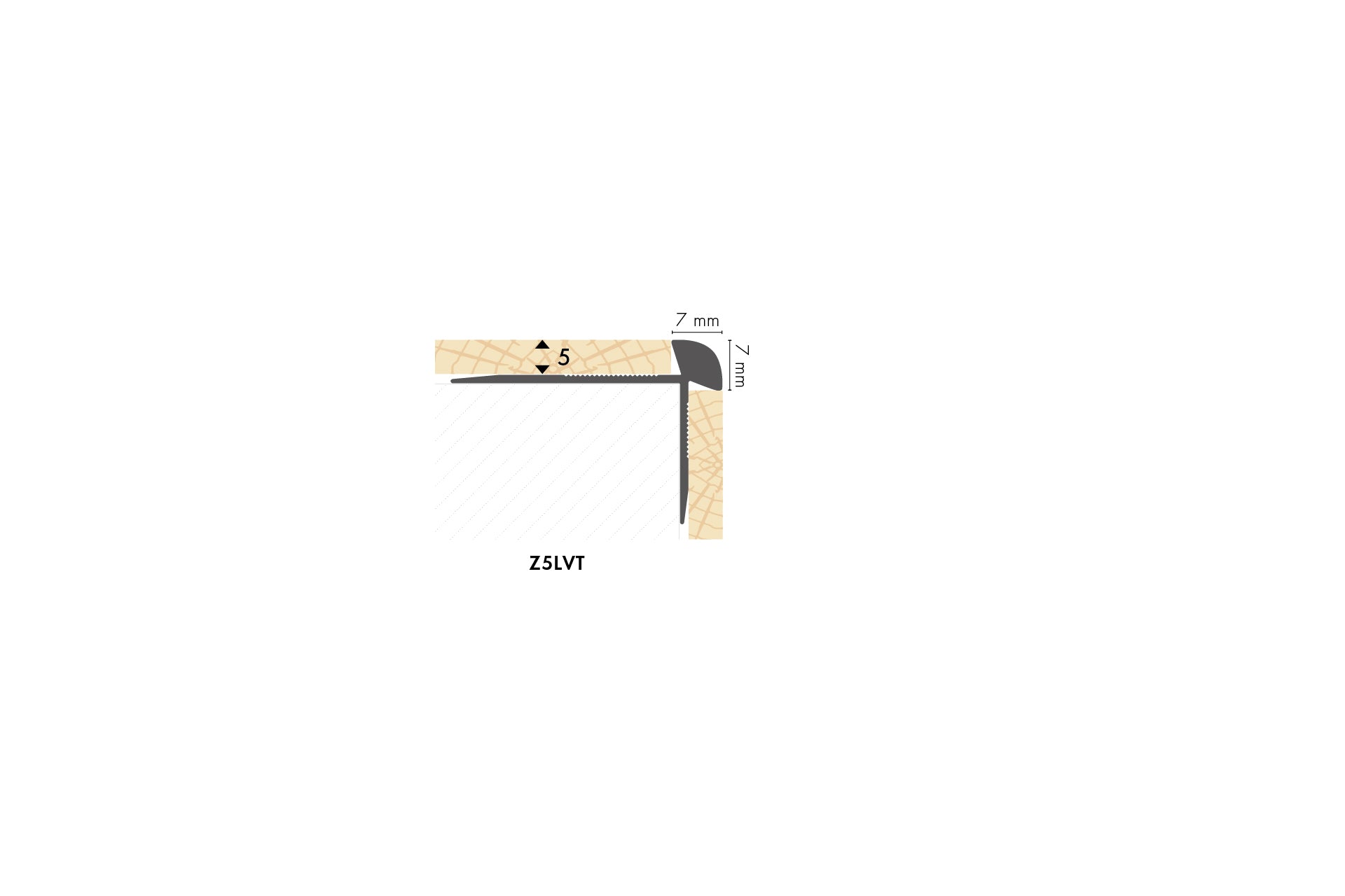 Profil do paneli aluminiowy LVT schodowy krawędziowy 5mm 42x28mm Cezar Srebrny Mat 2,70m