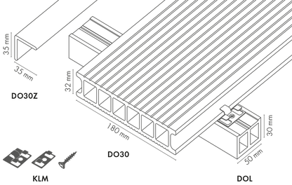 PVC garden board 180x30mm Cezar Dark Gray RAL7021 2.20m
