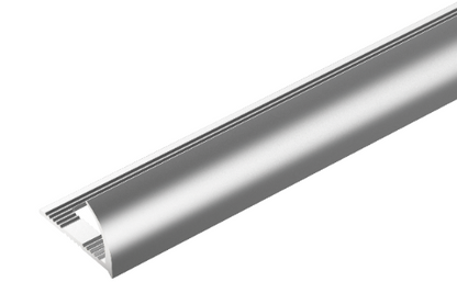 Aluminum tile profile, oval edge, 10mm, Cezar Silver, El-Poler Gloss, 2.50m