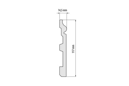 LPC-22 skirting board 117x14.5mm Cezar White RAL9003 Gloss 2.44m