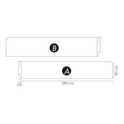 MDF strip 80x14.5mm R3 Corner [1set=18pcs] L=0.38m White RAL9003 semi-matt veneer