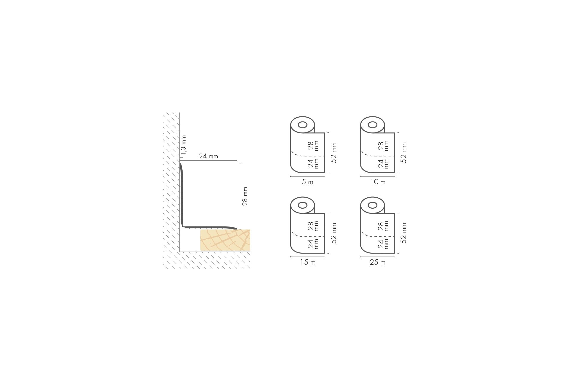 Taśma przypodłogowa PVC 24x28mm Cezar Sosna Kasztanowa Jasna Mat 5m