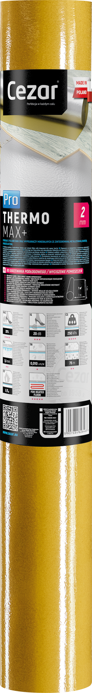 Podkład pod panele rolka 1x7m=7m2 folia gr. 1,9mm Cezar Srebrny
