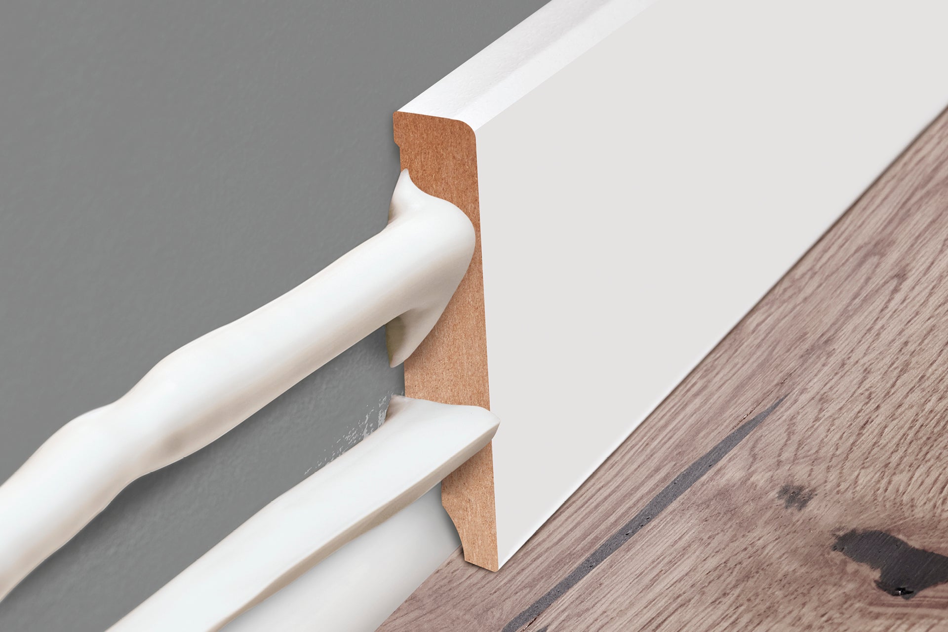 Decorative MDF skirting board 90x16mm Cezar Black RAL9005 semi-matt varnish 2.20m