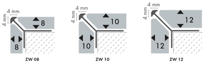 Profil do glazury aluminiowy zewnętrzny wąski 12 mm Cezar Srebrny Mat 2,50m