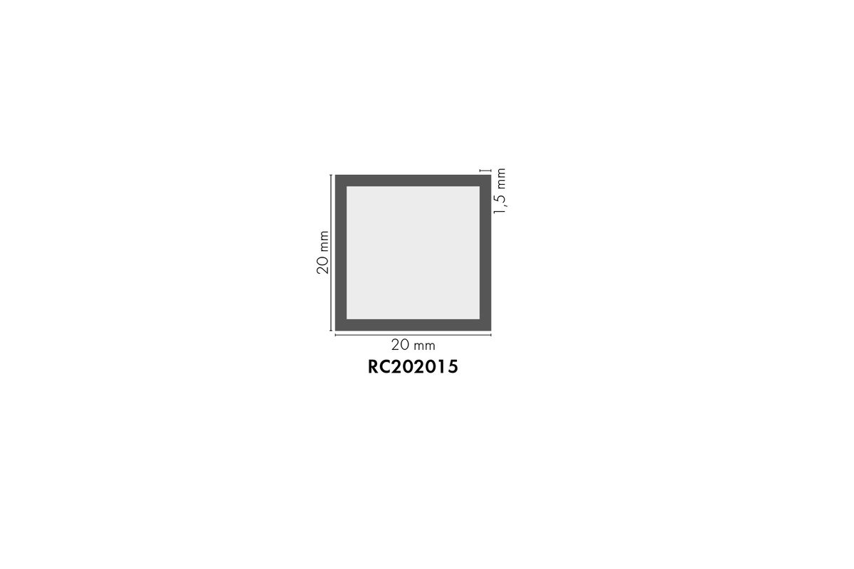 Rura czterokątna aluminiowa 20x20x1,5mm Cezar Srebrny Mat 1m