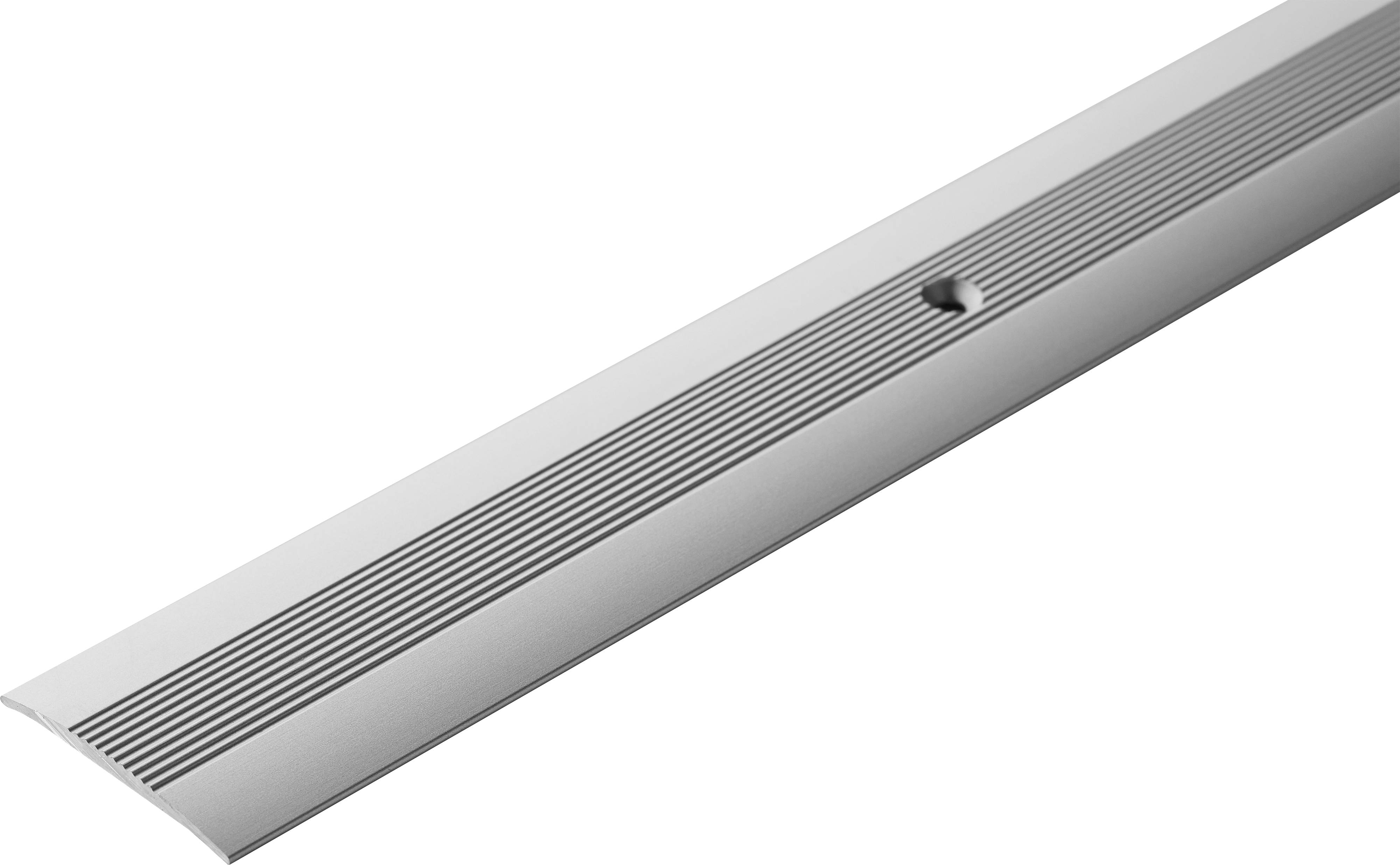 Profil progowy owalny aluminiowy z ryflem 38mm Cezar Srebrny Mat 1m