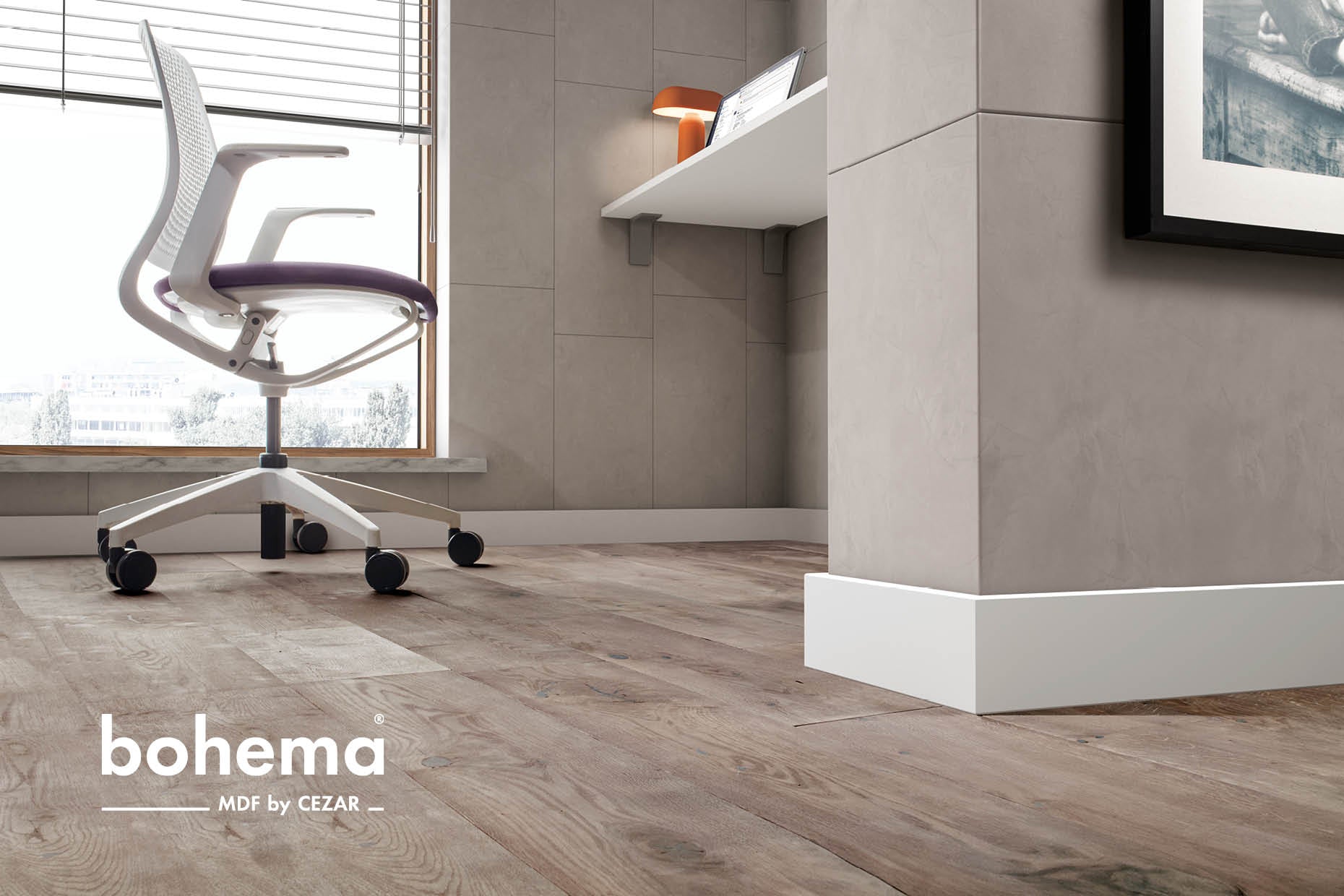 MDF skirting board 80x13mm Cezar Cascadia semi-matt 2.20m