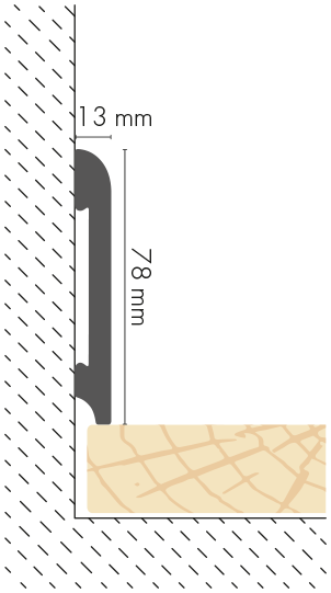 Listwa przypodłogowa 78x13mm LPC-11 Creativa by Cezar Czarny RAL9005 mat 2,44m