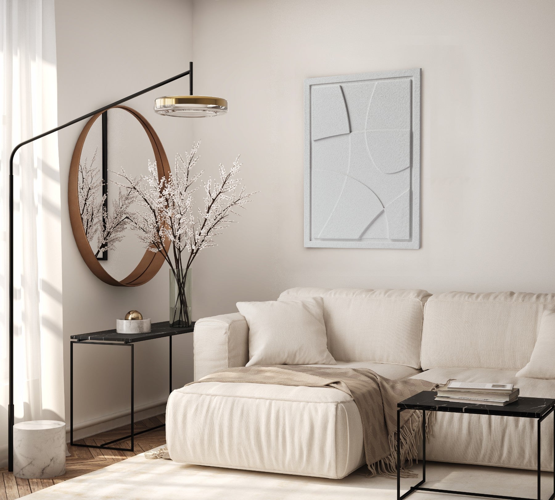 Wall Decor 500x700x18mm ABSTRACT 1 MURSO Bianco