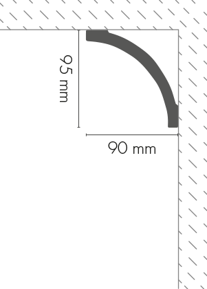 Smooth LGG-48 cornice strip, glued, Cezar White, 2.44 m