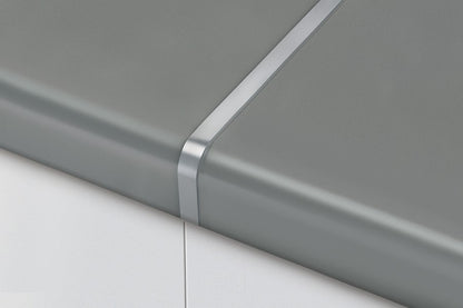 Алюминиевая планка для столешницы, с прорезями, 28 мм, Cezar Silver Matte, 0,60 м