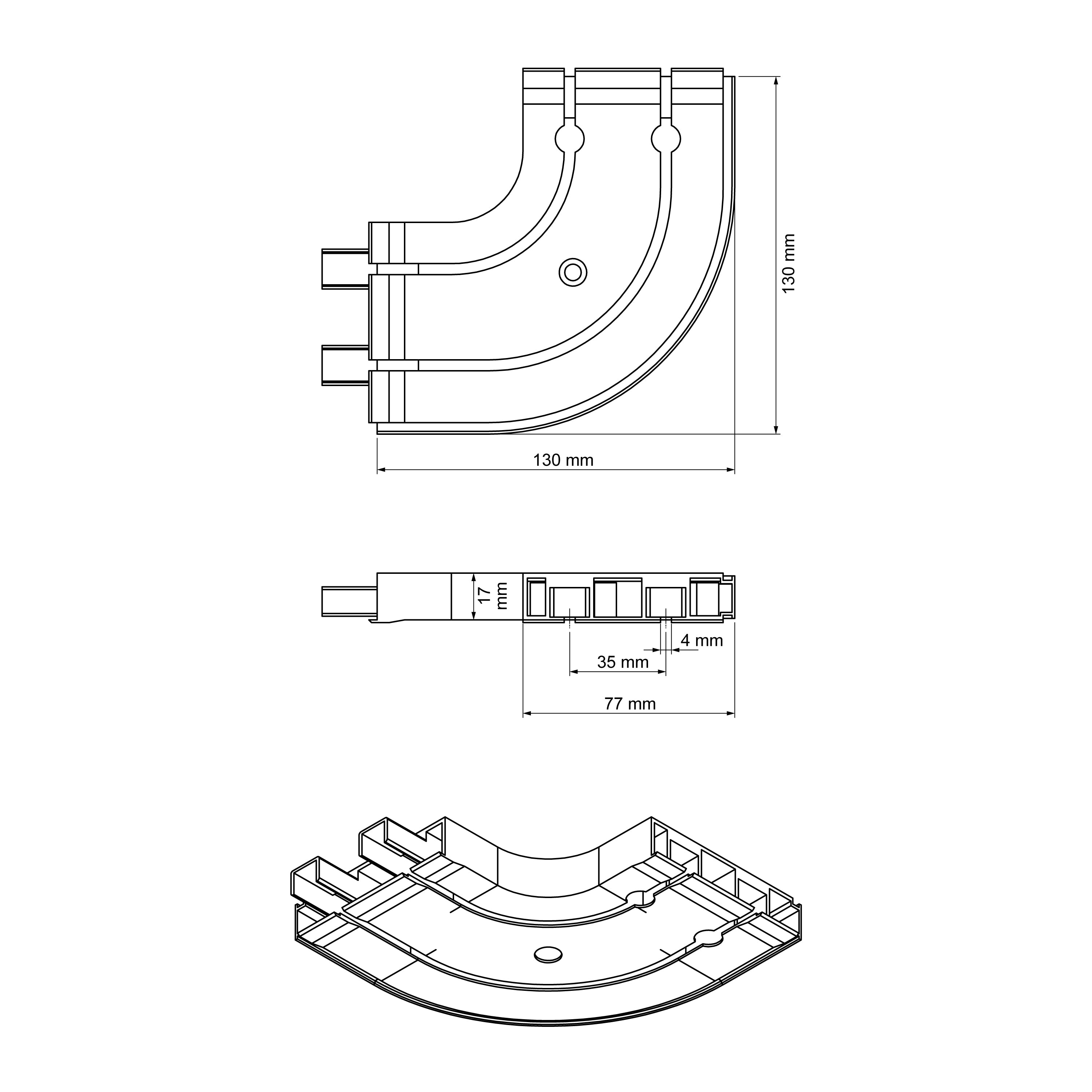 Łuk zakończeniowy PVC do szyny PROLINE2 1kpl=L+P Cezar Biały