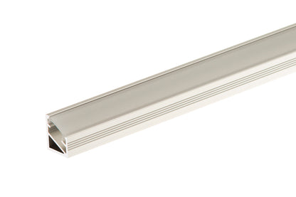 Aluminum profile for LED strip, angular, with frosted aluminum cover, anode, 14x16.5mm, 1m, Silver