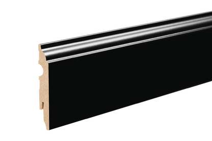 Decorative MDF skirting board 82x13mm Cezar Black RAL9005 semi-matt varnish 2.20m