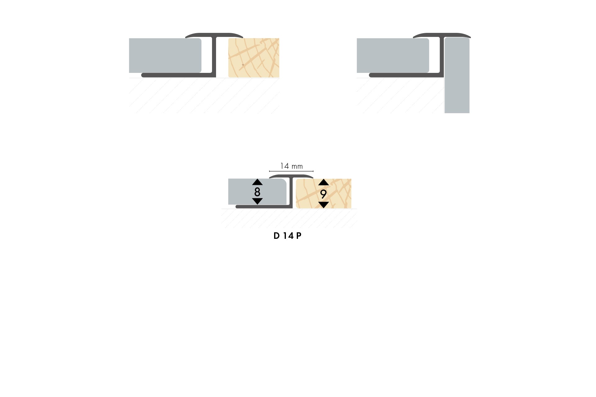 Profil do glazury aluminiowy dylatacyjny 14x8mm do łuków Cezar Szampan Mat 2,50m