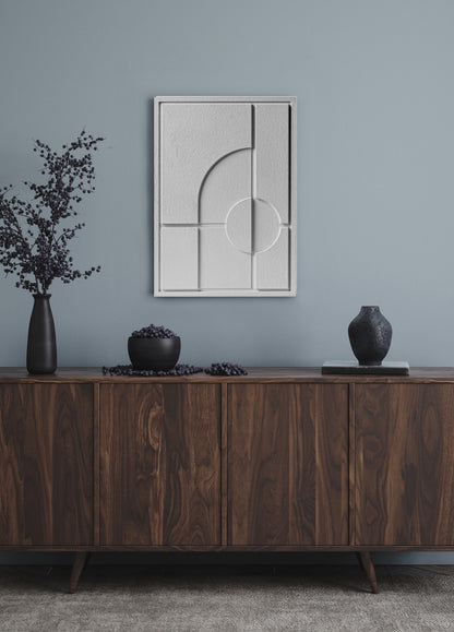 Wall Decor 500x700x18mm GEOMETRIC 1 with mounting [MMx4] MURSO Milky Grey (MG) [G] colored clay