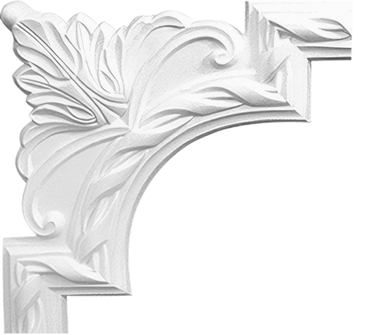 Corner for a decorated wall strip 04-1 Cezar White