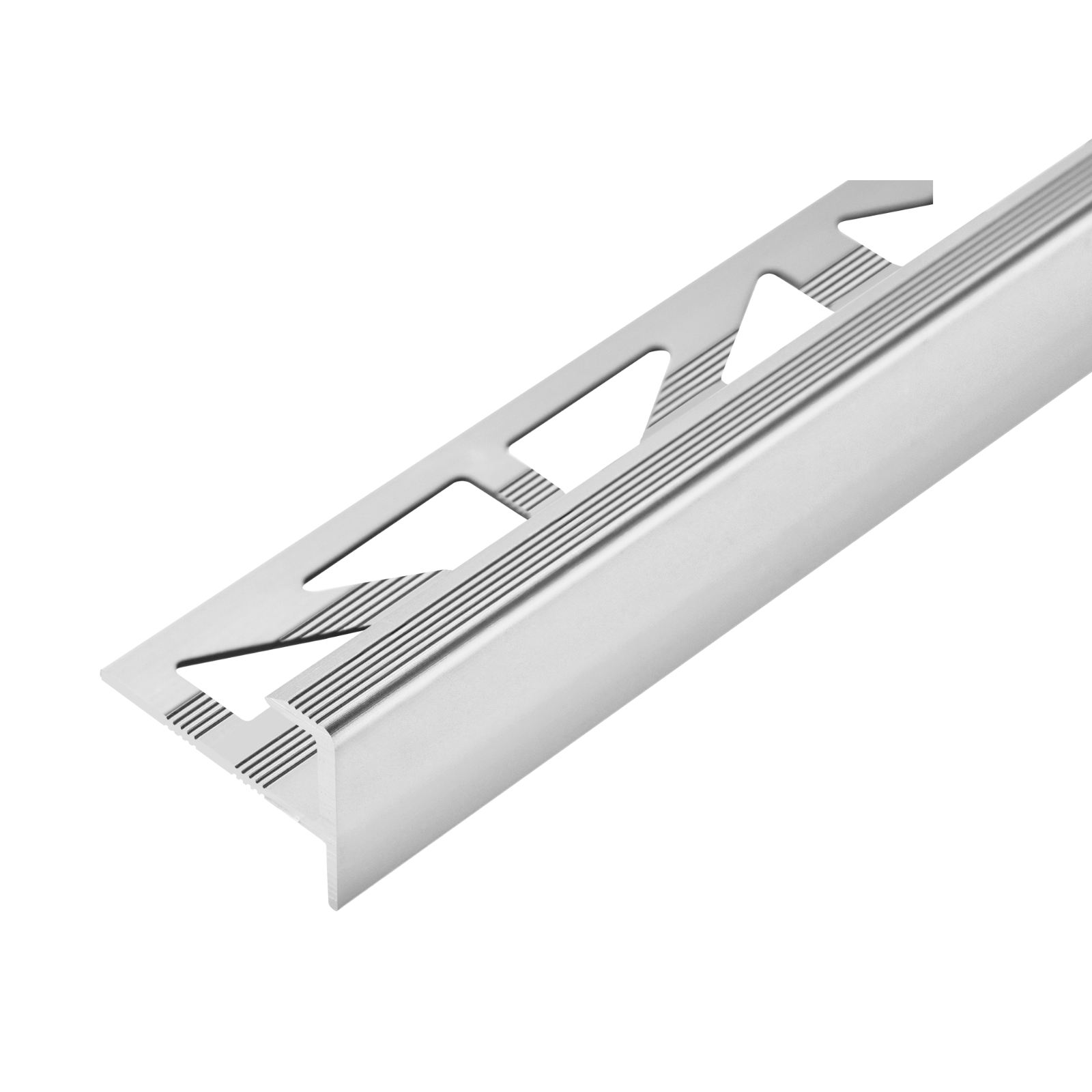 Profil do paneli aluminiowy LVT schodowy CL 5mm 28x14,5x8mm Cezar Srebrny Mat 1,35m