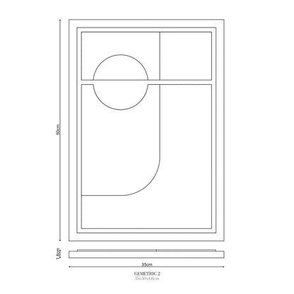 Wall Decor 500x700x18mm GEOMETRIC 2 with mounting [MMx4] MURSO Bianco (BO) [G] colored clay