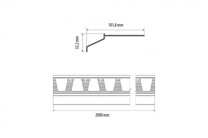 Balcony hood 32.2x101.8mm Cezar Graphite RAL7024 Gloss 2m
