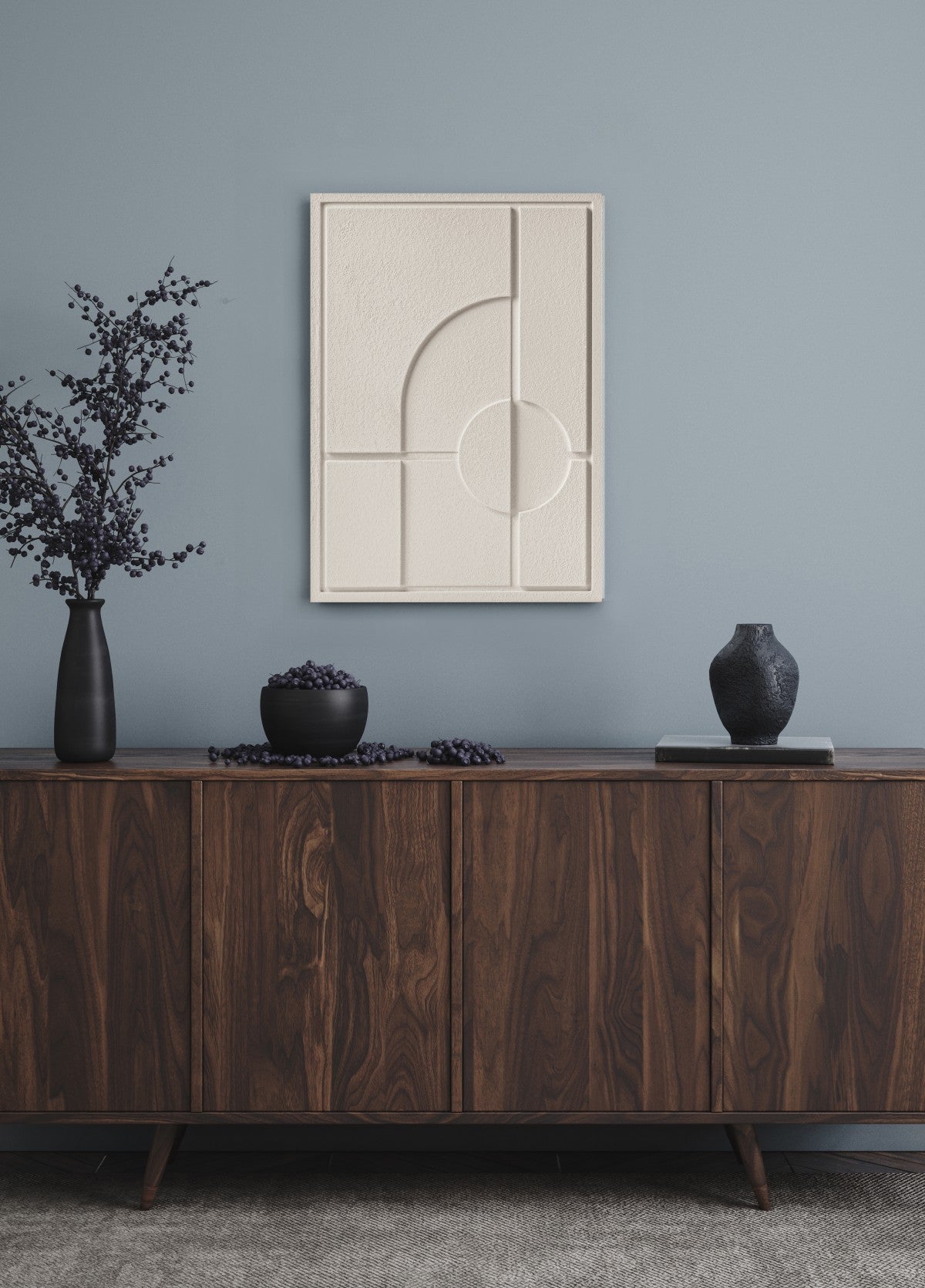 Wall Decor 500x700x18mm GEOMETRIC 1 with mounting [MMx4] MURSO Natural Cream (NC) [G] colored clay