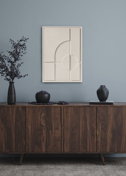 Wall Decor 500x700x18mm GEOMETRIC 1 with mounting [MMx4] MURSO Natural Cream (NC) [G] colored clay