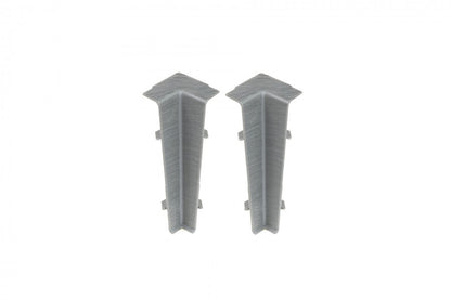 Narożnik wewnętrzny do listwy przypodłogowej Hi Line 23,4x75mm 1kpl=2szt Cezar Aluminium szczotkowane Mat