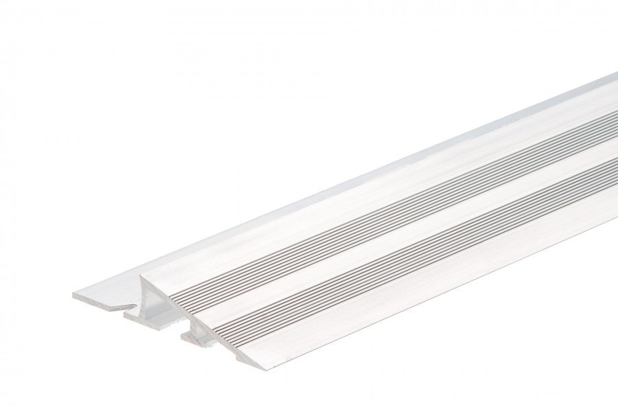 Profil do glazury aluminiowy najazdowy skośny ryflowany 44x13mm Cezar Naturalny surowy 2,50m