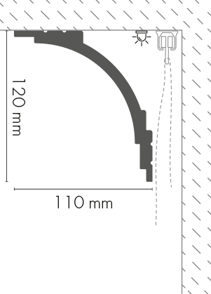 Listwa karniszowa 120x110mm Cezar Biały mat 2,44m
