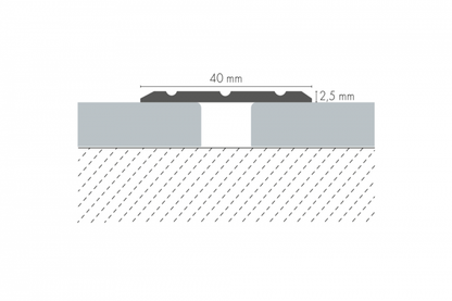 Flat aluminum threshold profile 40mm Cezar Champagne Matt 2m