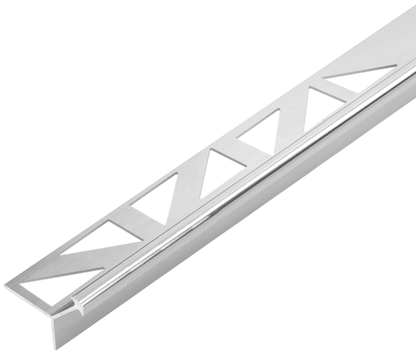 Aluminum external narrow tile profile 10 mm Cezar Silver El-Poler Gloss 2.50 m