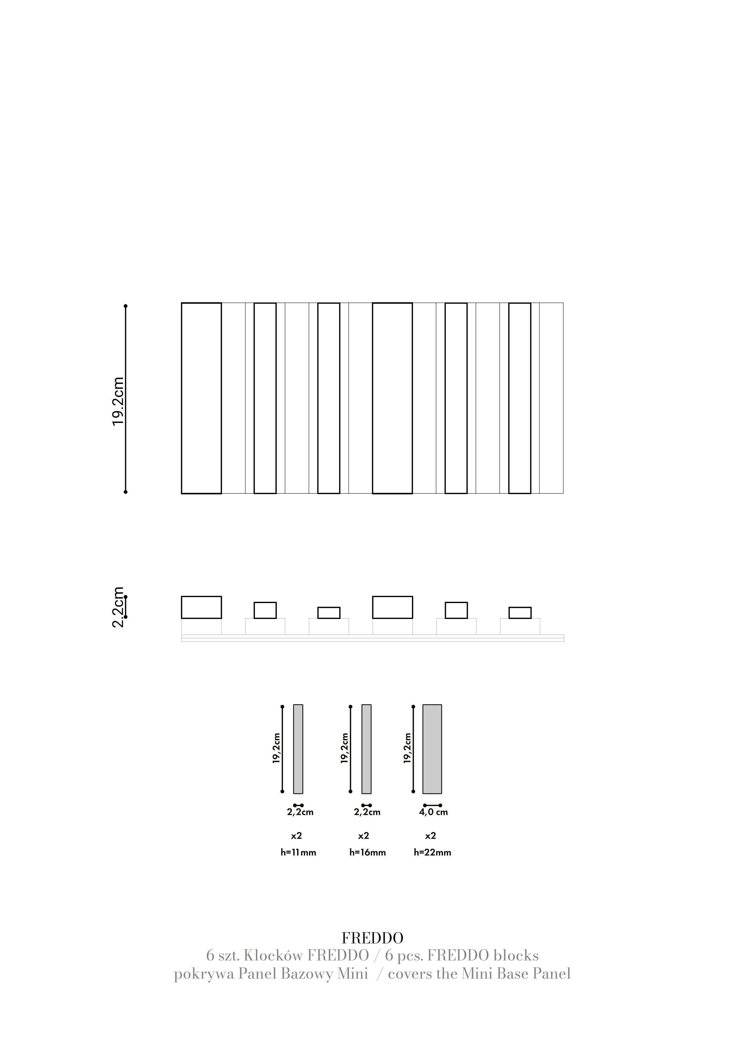 CLICKform zestaw klocków FREDO 6 elementów MURSO Czarny RAL9005 Mat 0,19m