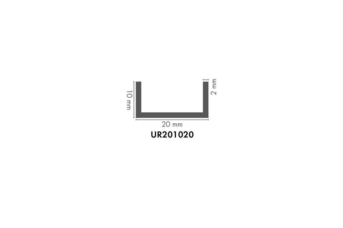 Forma U aluminiowa 20x10x2mm Cezar Srebrny Mat 1m