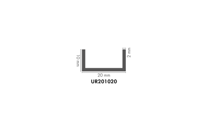 Forma U aluminiowa 20x10x2mm Cezar Srebrny Mat 1m